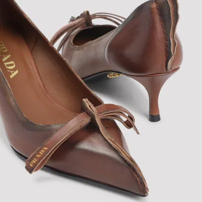 Prada Calf Leather Pumps In Brown