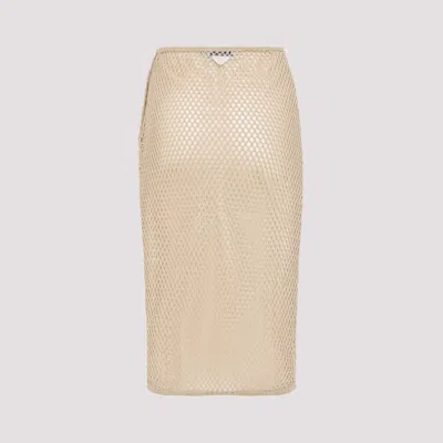 Prada Cotton Midi Skirt In Nude