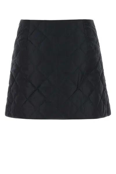 Prada Dark Blue Re-nylon Mini Skirt In Black