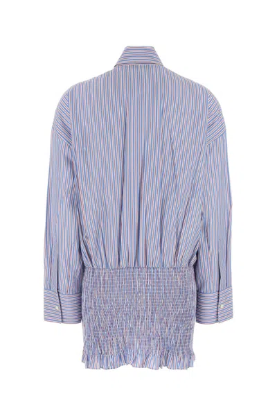 Prada Embroidered Poplin Shirt In Blue
