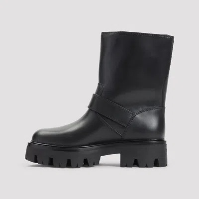 Prada Mid-calf Chunky Sole Round Toe Boots In Black
