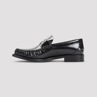 Prada Moccasins In Brushed Leather In Black