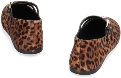 Prada Printed Leather Ballet Flats In Animal Print