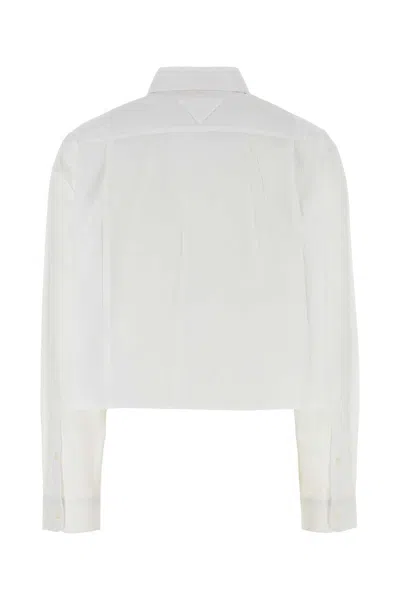 Prada Bow-detail Cropped Shirt In White