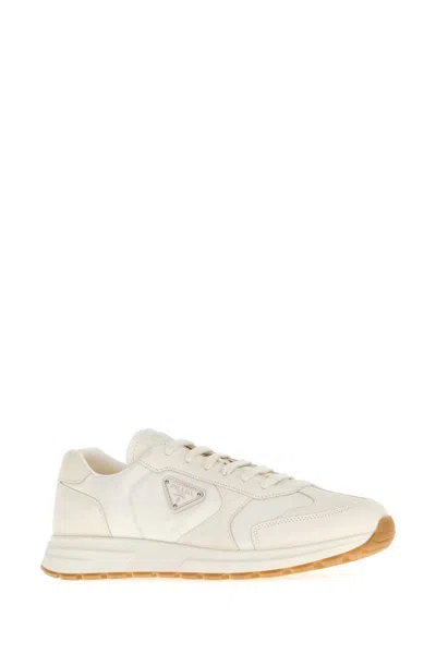 Prada Re-nylon And Suede Low-top Sneakers In Nude