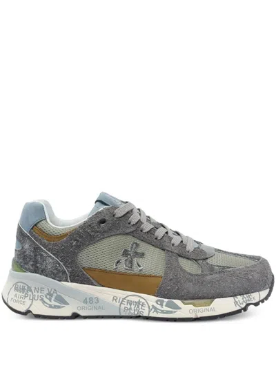 Premiata Suede-panel Lace-up Sneakers In Gray