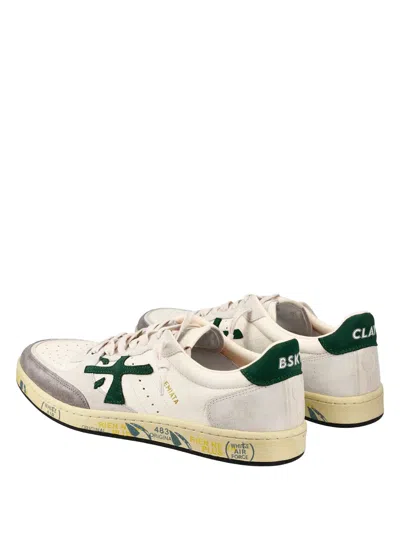 Premiata Low-top Sneakers With Perforated Detailing And Distinctive Logo In Neutral