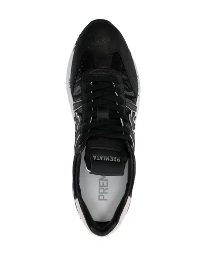 Premiata Moire Faux Leather Sneakers In Black