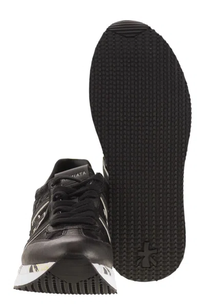 Premiata Moire Faux Leather Sneakers In Black