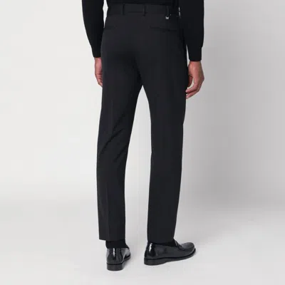 Pt Torino Black Stretch Wool Pant In Black