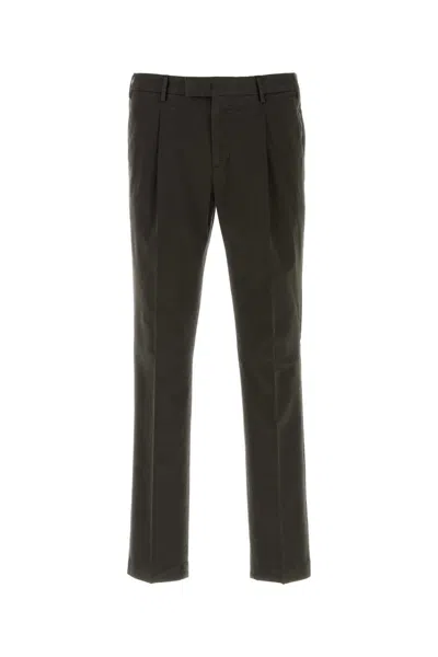 Pt Torino Charcoal Stretch Cotton Pant In Green
