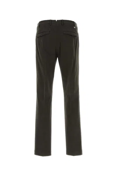 Pt Torino Charcoal Stretch Cotton Pant In Green