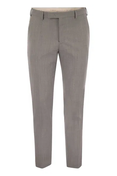 Pt Torino Dieci Stretch Virgin Wool Trousers In Gray