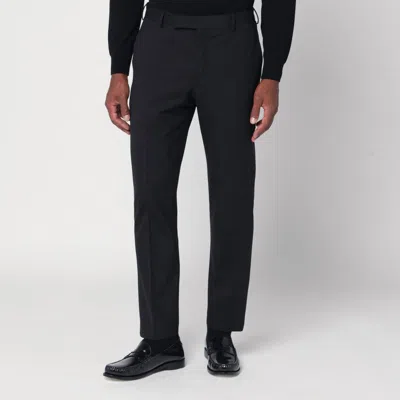 Pt Torino Black Stretch Wool Pant In Black