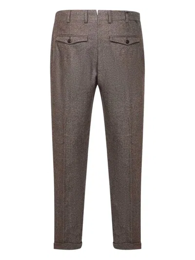 Pt Torino Tailored Brown Trousers In Wool-cashmere Blend In Gray