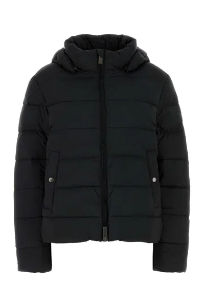 Pyrenex Hooded Long Sleeve Quilted Down Jacket In Black