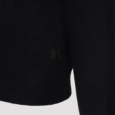 Ralph Lauren Long Sleeve Turtleneck Pullover Embroidered In Black