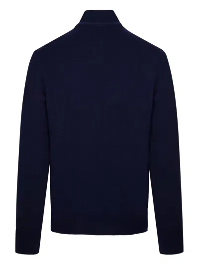 Ralph Lauren Zippered Sweater Ribbed Cuffs In Blue
