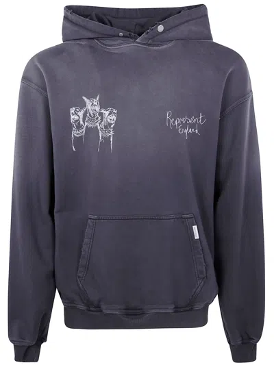 Represent Black Cotton Oversize Thoroughbred Dogs Sweatshirt In Blue