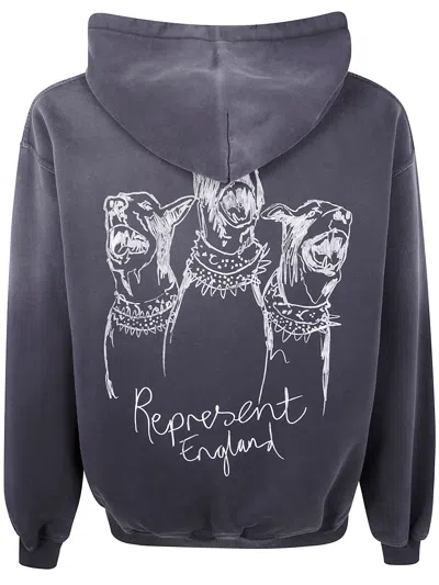 Represent Black Cotton Oversize Thoroughbred Dogs Sweatshirt In Blue