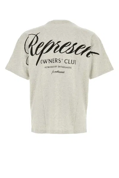 Represent Grey Crewneck Logo Print T-shirt In Gray