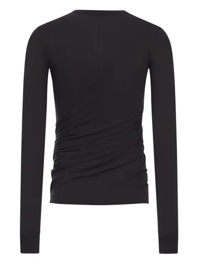 Rick Owens Long-sleeve Draped T-shirt In Black