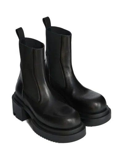 Rick Owens Beatle Leather Platform Chelsea Boots In Black