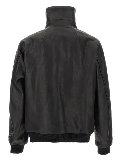 Rick Owens Casual High Collar Jacket With Snap Button Pockets