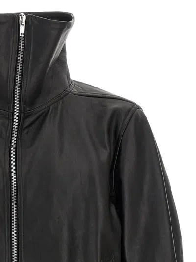 Rick Owens Casual High Collar Jacket With Snap Button Pockets