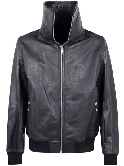 Rick Owens Casual High Collar Jacket With Snap Button Pockets