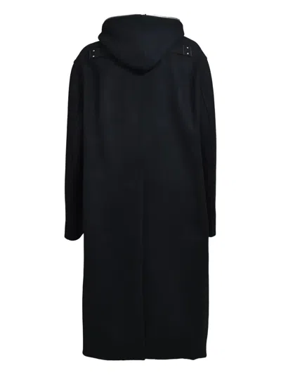 Rick Owens Hooded Mid-length Coat Long Sleeves In Black