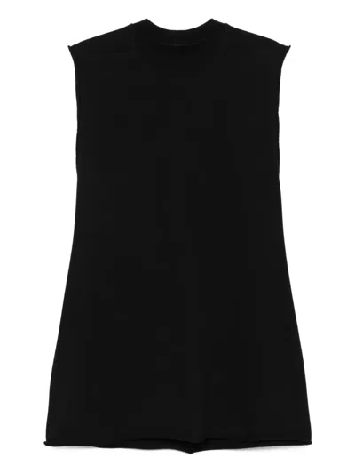 Rick Owens Sleeveless Crew Neck T-shirt With Round Shape In Black