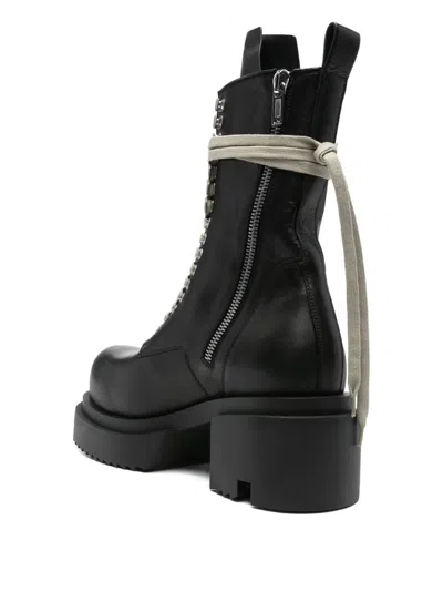 Rick Owens Black Concordians Lace-up Bogun Boots In Black