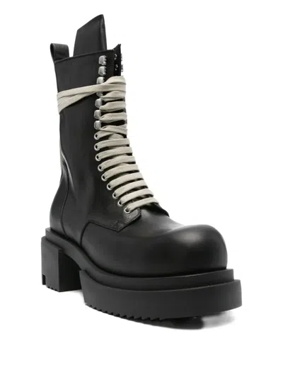 Rick Owens Black Concordians Lace-up Bogun Boots In Black