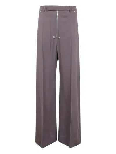 Rick Owens Belas Pleated Zip-front Wide-leg Trousers In Gray