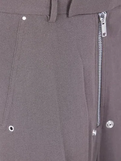 Rick Owens Belas Pleated Zip-front Wide-leg Trousers In Gray