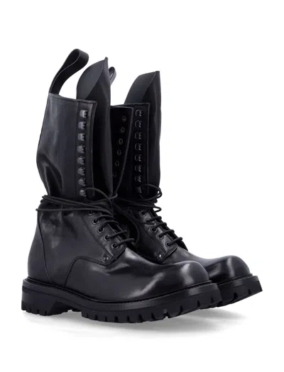 Rick Owens Lace-up Leather Boots In Black