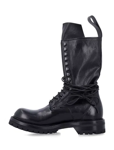 Rick Owens Lace-up Leather Boots In Black