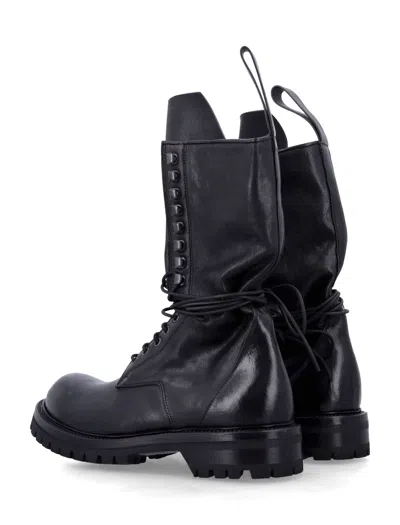 Rick Owens Lace-up Leather Boots In Black
