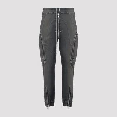 Rick Owens Elastic Waist Cargo Trousers Featuring Pockets In Gray