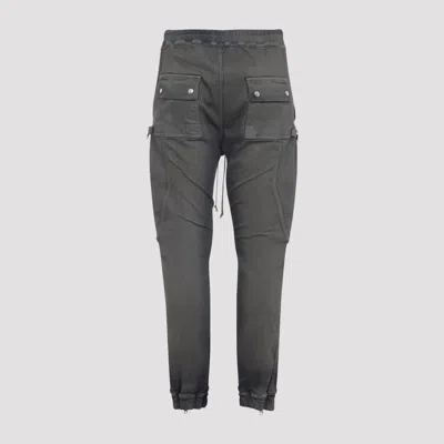 Rick Owens Elastic Waist Cargo Trousers Featuring Pockets In Gray