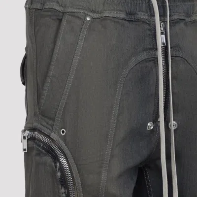 Rick Owens Elastic Waist Cargo Trousers Featuring Pockets In Gray