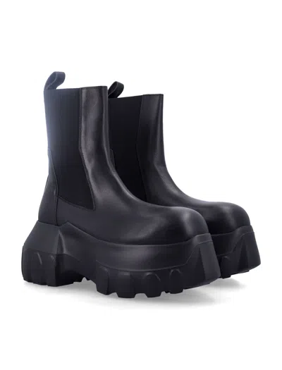 Rick Owens Beatle Mega Tractor Black Calf Leather Boots In Black