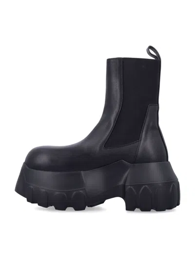 Rick Owens Beatle Mega Tractor Black Calf Leather Boots In Black