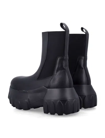 Rick Owens Beatle Mega Tractor Black Calf Leather Boots In Black
