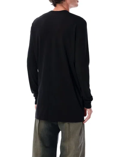 Rick Owens Long Sleeved Crew-neck T-shirt With Logoed Detail In Black