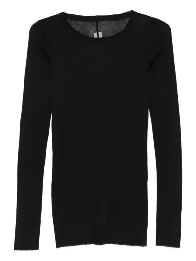 Rick Owens Short Sleeve Top Round Neck In Black