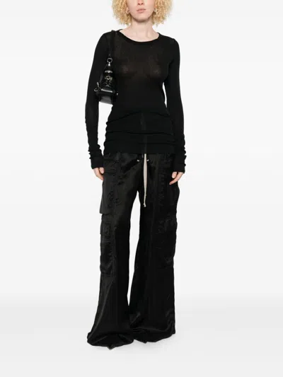 Rick Owens Short Sleeve Top Round Neck In Black