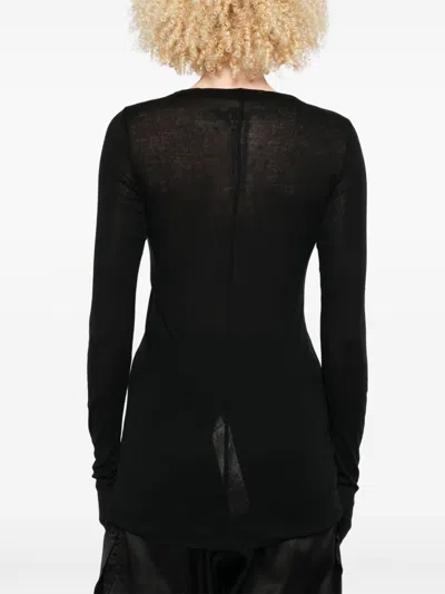Rick Owens Short Sleeve Top Round Neck In Black