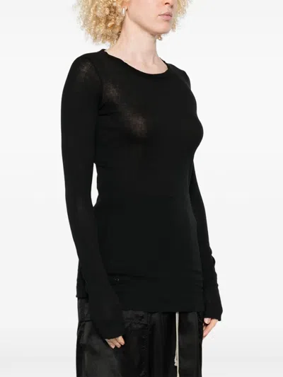 Rick Owens Short Sleeve Top Round Neck In Black